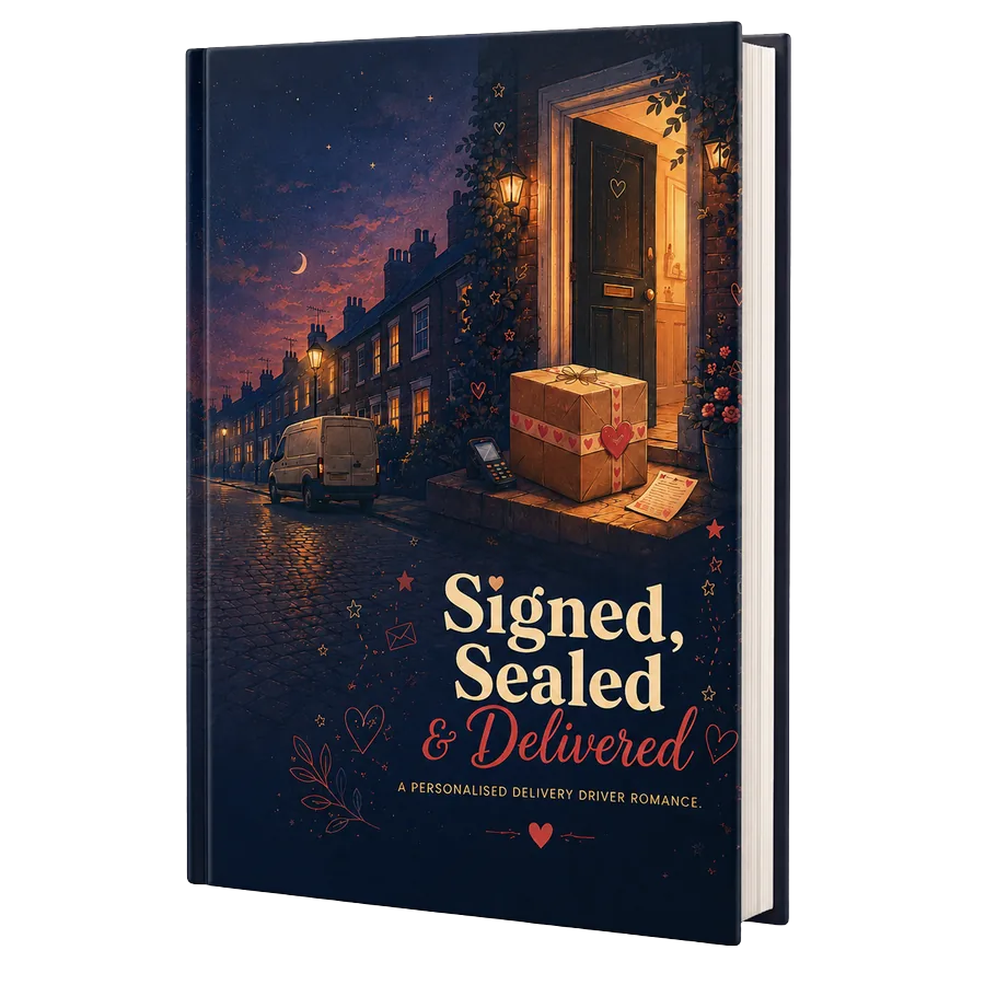 Signed Sealed and Delivered personalised delivery driver romance book mockup
