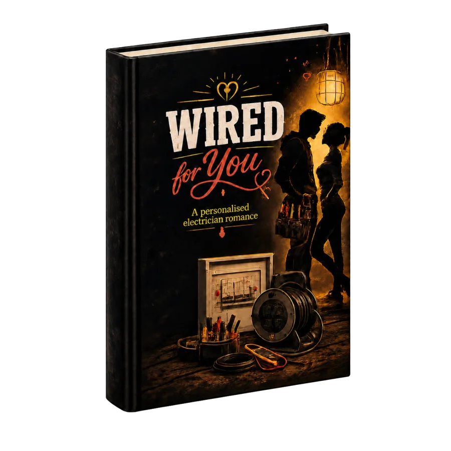 Wired For You personalised electrician romance hardback mockup