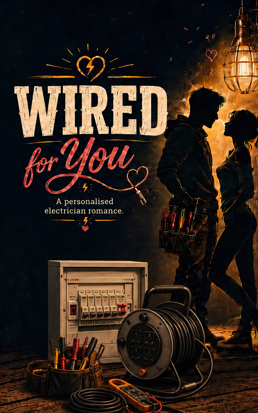 Wired For You personalised electrician romance book cover